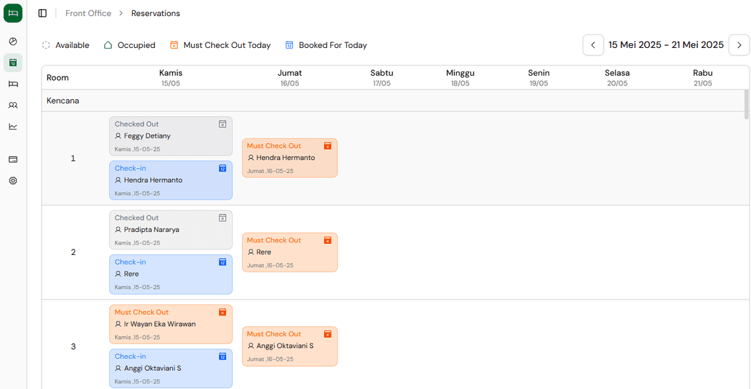 System Calendar Reservations Screenshot